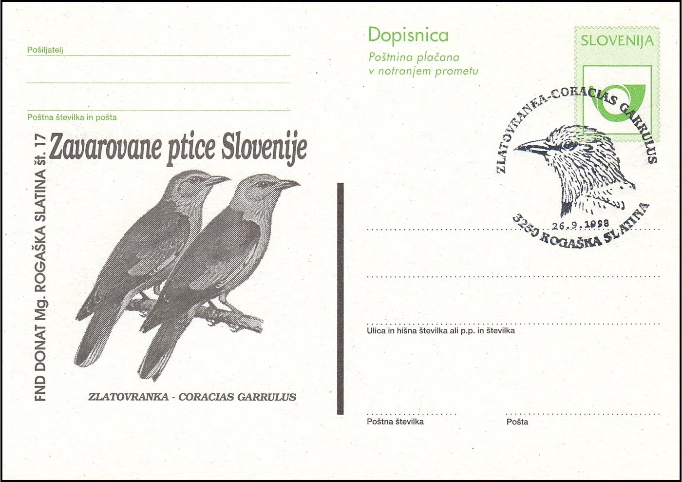 ZLATOVRANKA - CORACIAS GARRULUS